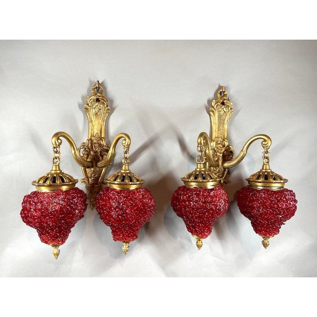 1980s French Louis XVI Gold Bronze Wall Lamps/ Sconces - Pair of 2 PCS For Sale - Image 6 of 18
