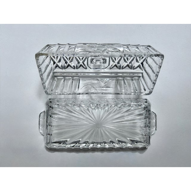 Vintage Federal Glass Co. Style Covered Cut Glass Butter Dish For Sale - Image 16 of 17