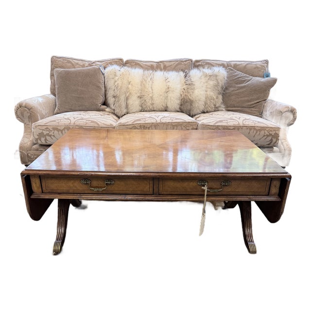 Jonathan Charles Parquetry Top Drop Leaf Cocktail Table For Sale