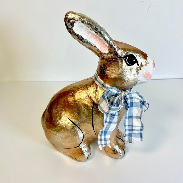 This little guy is a delight. Offering a whimsical Papier Mache' Easter Bunny Sculpture that will be a statement piece...