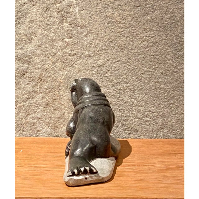 Stone Vintage Signed Jimmy Arnamissak Inuit Seal Carving For Sale - Image 7 of 10