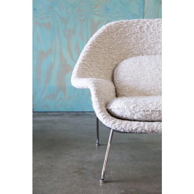 1960s White Attributed Knoll Womb Chair and Ottoman Holly Hunt Eero Saarinen Mid Century Modern For Sale - Image 10 of 13
