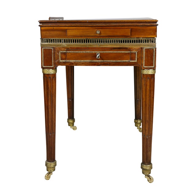 French Louis XVI Walnut Architects Table a La Tronchin For Sale - Image 3 of 13