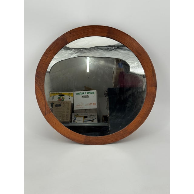 Round Mirror in Teak Wood by Glass and Wood Hovmantorp, Sweden, 1960s For Sale - Image 11 of 11