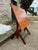 Vintage adjustable wood drafting table, features a campaign style A-frame base with iron tilt-top adjusters. It is an...
