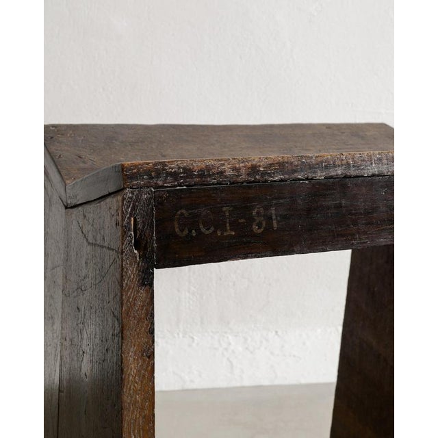 French Mid-Century Wooden Sewing Stool in Teak by Pierre Jeanneret, 1950s For Sale - Image 4 of 7