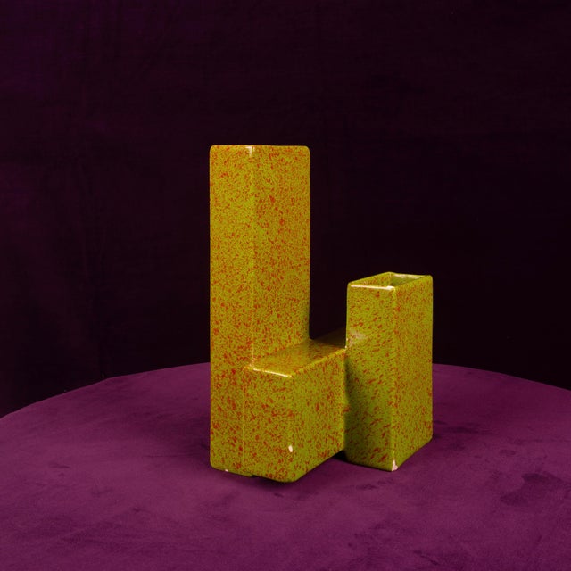 Ceramic Geometric Twin-Column Ceramic Vase Space Age, Italy 1970, 1980s For Sale - Image 7 of 18