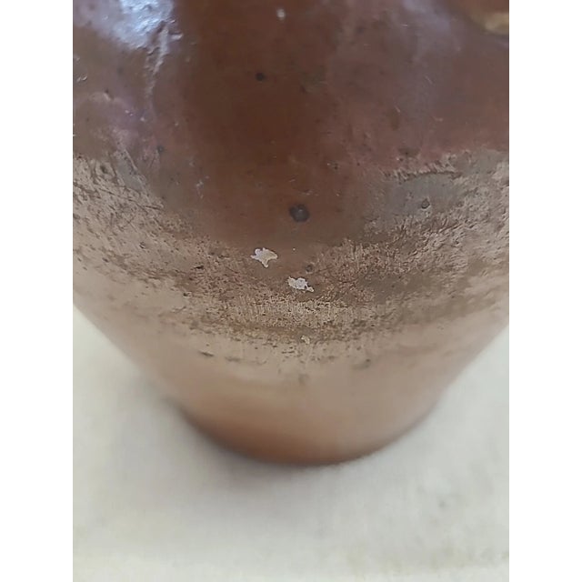 Antique Americana Primitive Redware Jug / Whiskey Jug — 9" Hand-Thrown For Sale - Image 10 of 14