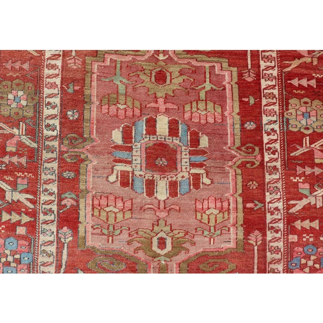 Red Antique Persian Serapi Gallery Runner With Medallion Design 4'9 X 16'9 For Sale - Image 8 of 12