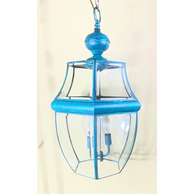 Large Vintage Solid Brass Hanging Lantern/Light Fixture-24”High X 14”.5 Wide For Sale - Image 15 of 16