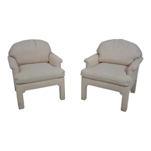 Pair Drexel Modern Design Upholstered Club Chairs
