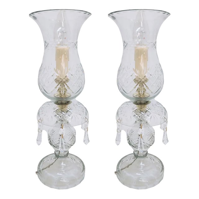Crystal Table Lamps, France, 1940s, Set of 2 For Sale