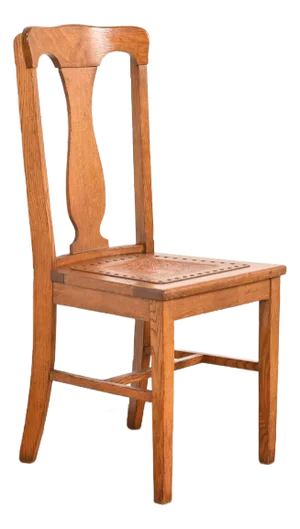 Antique Arts & Crafts Carved Oak and Leather Dining Chair, Circa 1900