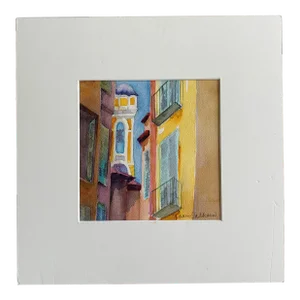 Late 20th Century Signed Watercolor Painting of an Alley Scene
