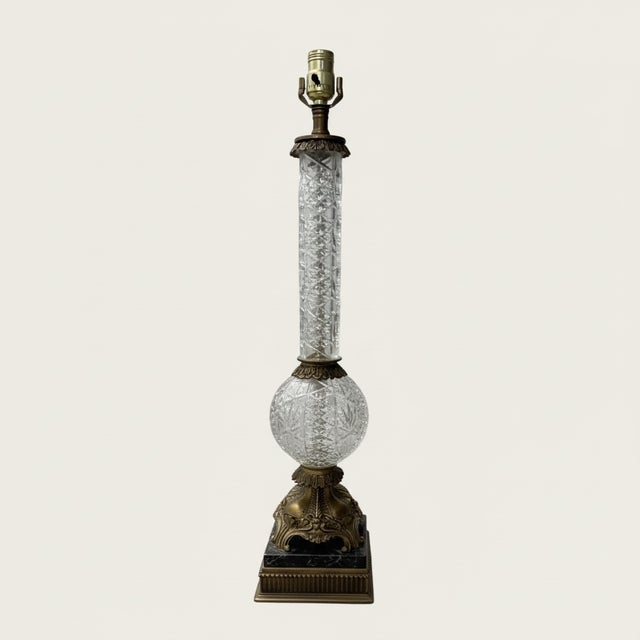 1970s The Italian Crystal & Marble Lamp For Sale In Seattle - Image 6 of 13