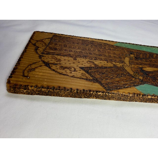 Mid-Century Turkish Pyrography Panel of an Ottoman Lady, İstanbul Olgunlaşma Enstitüsü For Sale - Image 11 of 16