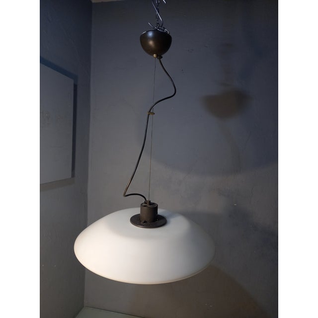 Chandelier Model UFO in Opaline Glass by Roberto Pamio for Leucos, 1960s For Sale - Image 9 of 9