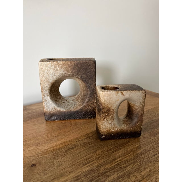 Mid-Century Modern Marius Van Woerden “Fat Lava” Chimney Vases, Gouda, Holland 1970s-a Pair For Sale - Image 3 of 11