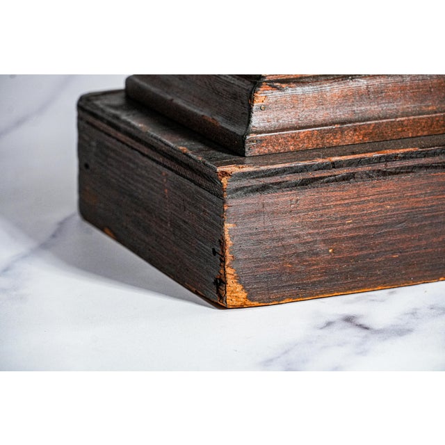 Tiered Architectural Antique Carved Wood Pedestal for Home or Collector Art Statue Display For Sale - Image 9 of 10