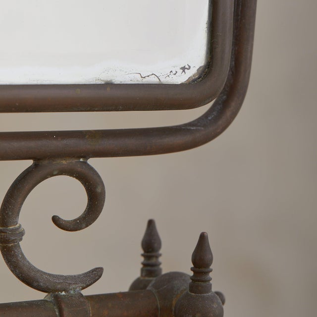 French Rectangular Metal Table Mirror with Scroll Details, 1950s For Sale - Image 4 of 7