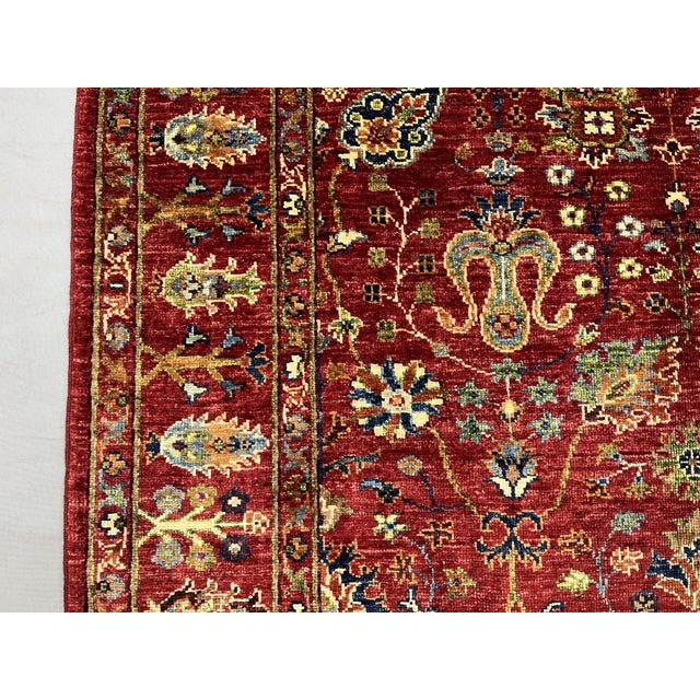 Red Sultani Persian Floral Rug, 4'2" X 6'1" For Sale - Image 4 of 12