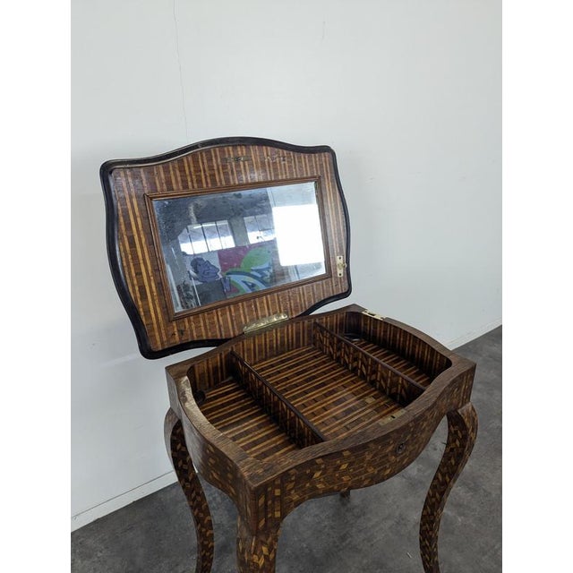 Wood Transition-Style Marquetry Side Table For Sale - Image 7 of 10