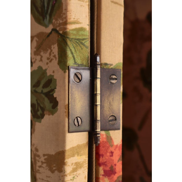 Vintage Scandinavian Chinoiserie Wood and Printed Fabric Room Divider For Sale - Image 10 of 18