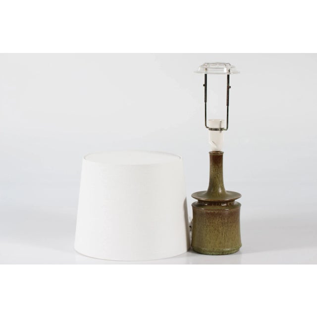 Modern Danish Green Brown Glaze Ceramic Table Lamp from Kähler Studio, 1960s For Sale - Image 10 of 11