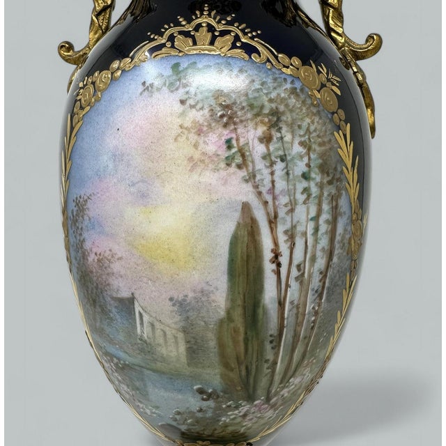 Ceramic Antique French Sèvres Porcelain Ormolu Gilt Bronze Dore Urn Vase Centerpiece For Sale - Image 7 of 11