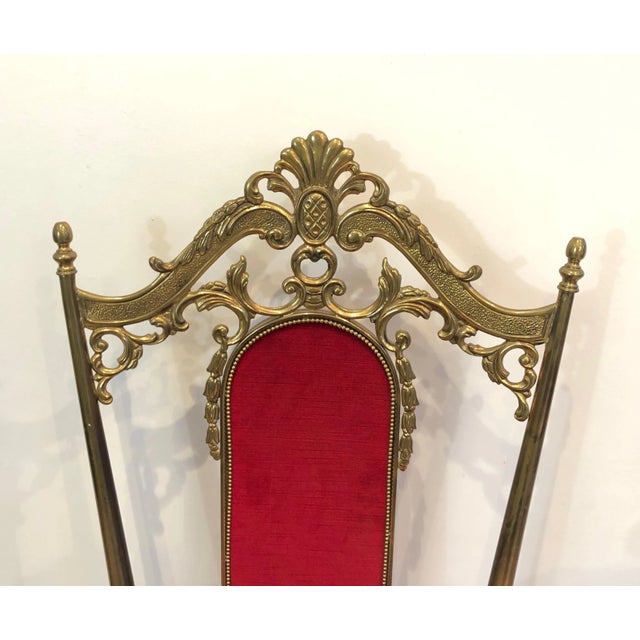 1940s Neoclassical Style Brass and Red Velvet Chairs in the Style of Maison Jansen - Set of 4 For Sale - Image 12 of 13