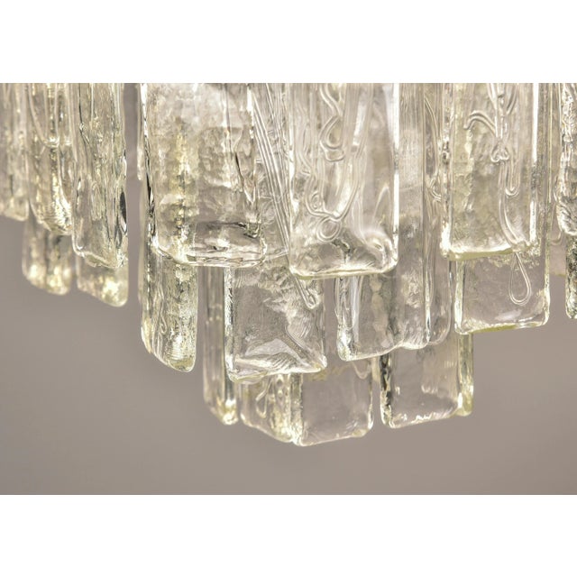 Metal Mid Century Three Tiered Murano Glass Pendant Fixture For Sale - Image 7 of 12