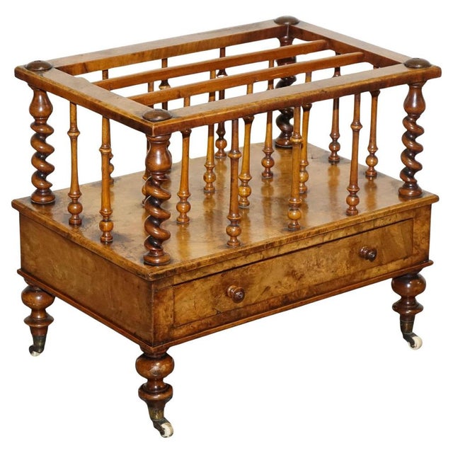 Antique Victorian Burr Walnut Magazine Rack, 1860 For Sale - Image 18 of 18