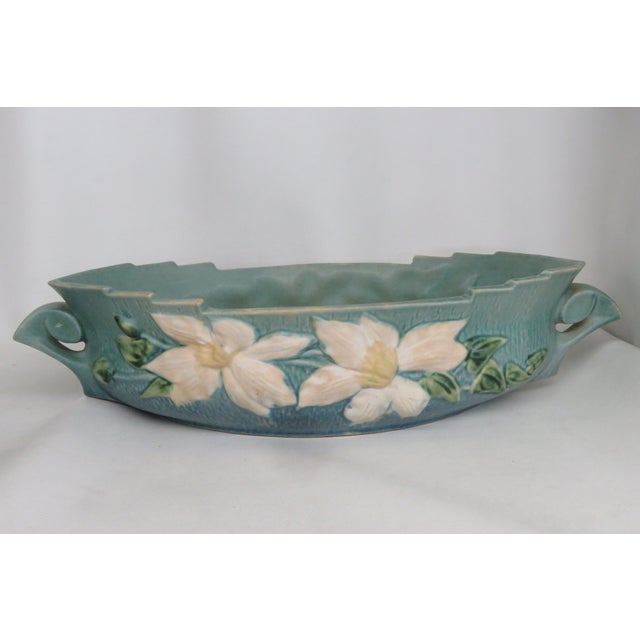 Mid 20th Century Roseville Pottery 461 14 Blue Ceil Clematis Oval Center Bowl 4689b For Sale - Image 17 of 17
