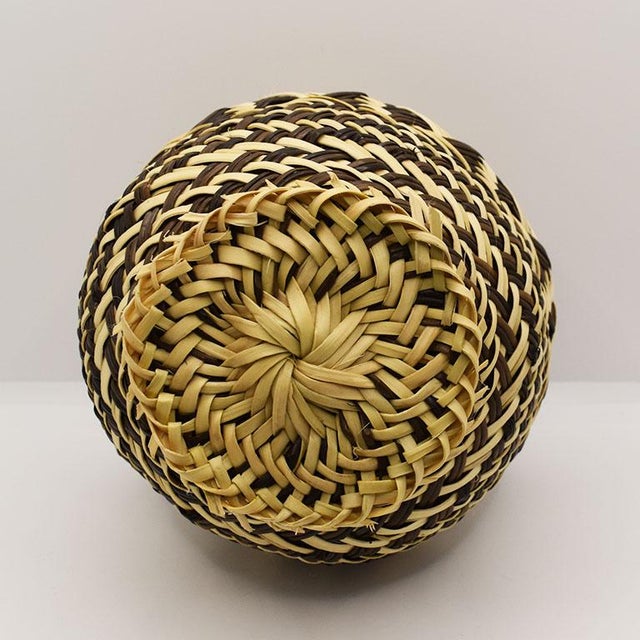 Tribal Woven Tribal Basket Vase in Brown and Black For Sale - Image 3 of 4