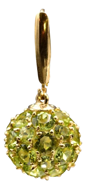 The Eucla: Peridot Dangle Disco Earrings in Yellow Gold, 2 Pieces