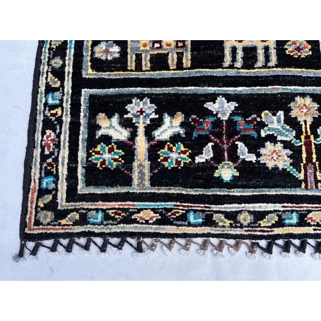 2000 - 2009 Hand-Knotted Persian Bakhtiari Runner on Black, 2'7" X 11'6" For Sale - Image 5 of 12