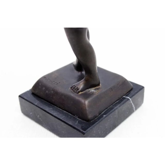 1950s Art Nouveau Bronze Statuette by Eduardo Rossi, 1950 For Sale - Image 5 of 13