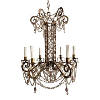 Antique Italian Crystal Beaded Chandelier For Sale