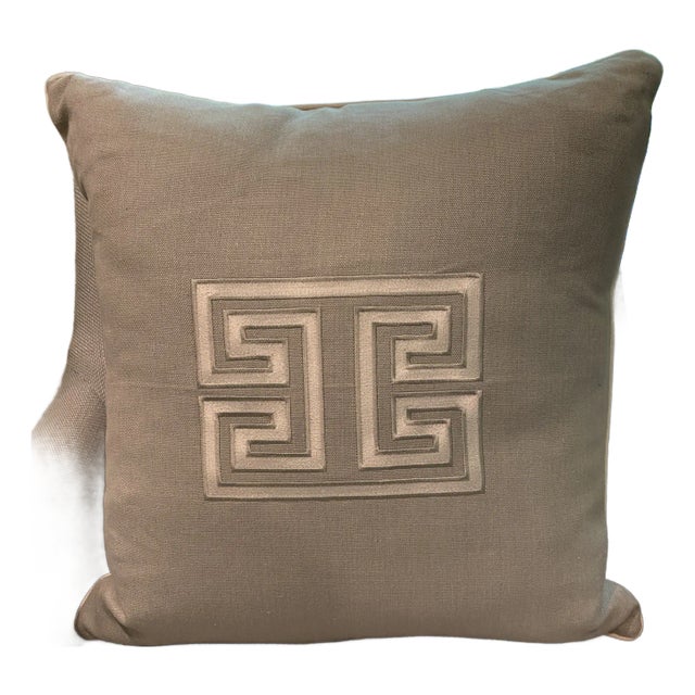 Linen Pillow With Greek Key Applique´ For Sale