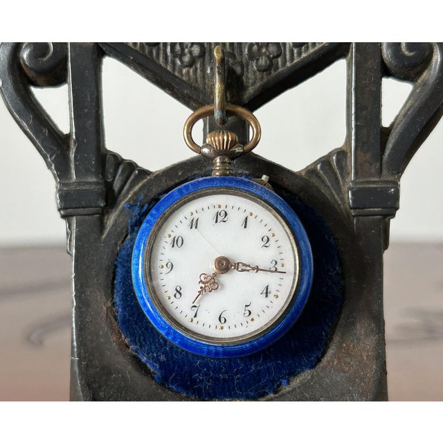 Antique French Monachina Fob Watch in Enameled Silver, 1890s For Sale - Image 3 of 7