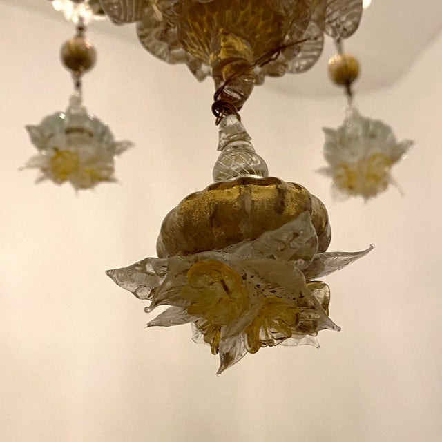Vintage Baroque Style Gold and Murano Glass Chandelier, 1930s For Sale - Image 16 of 18