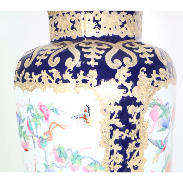 Navy Blue 1970s Large Chinese Vase With the Qianlong Mark For Sale - Image 8 of 12