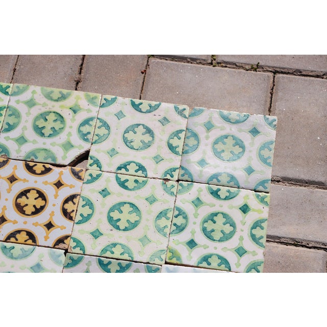 19th Century Late 19th Century Dark and Light Green Set of Nineteen Tiles, Portuguese For Sale - Image 5 of 16