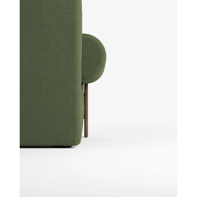 Contemporary Paloma Sofa in Boucle Green and Smoked Oak by Bernhardt & Vella for Collector For Sale - Image 3 of 5