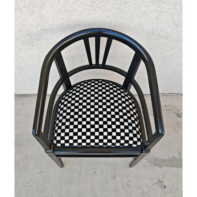 Jugendstil Armchairs in Black Lacquer and Chess Pattern Upholstery, 1890s, Set of 2 For Sale - Image 10 of 12