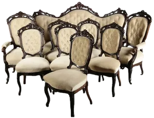 Antique Louis Phillipe Seating Group, 1850, Set of 9