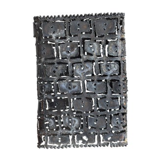 Late 20th Century Brutalist Torch Cut Metal Luminary For Sale