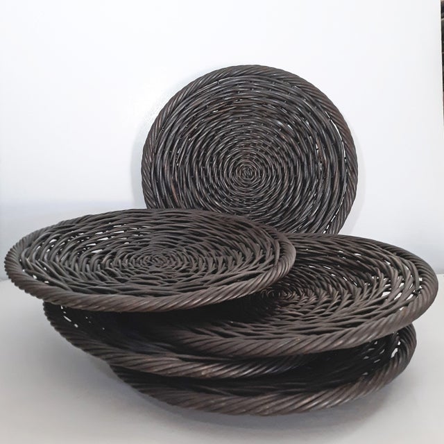 Vintage Rustic Wicker Charger Plates Set of 5 Chairish