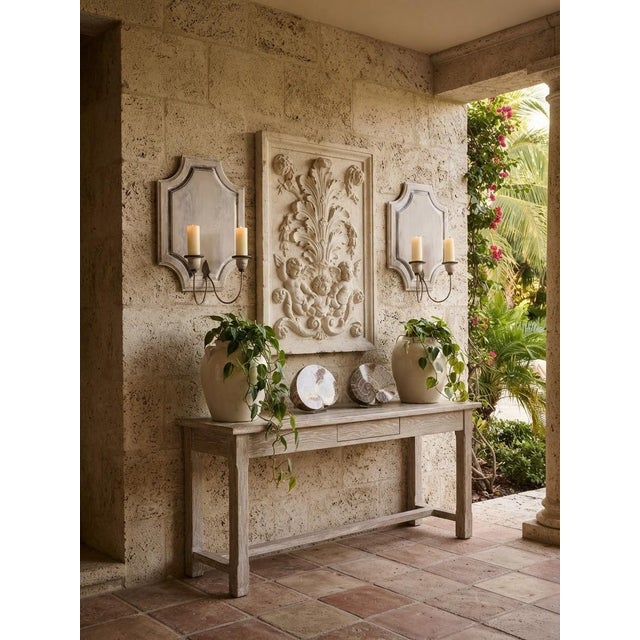 Pair of Vintage French Country Distressed Wooden Wall Sconces For Sale - Image 10 of 12