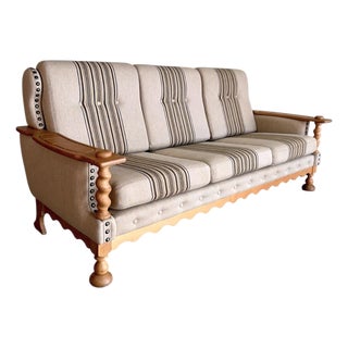 Mid Century Danish Brutalist Henning Kjaernulf Style Oak Sofa For Sale